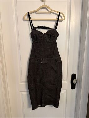 D&G Dark Gray Denim Bustier Pencil Dress